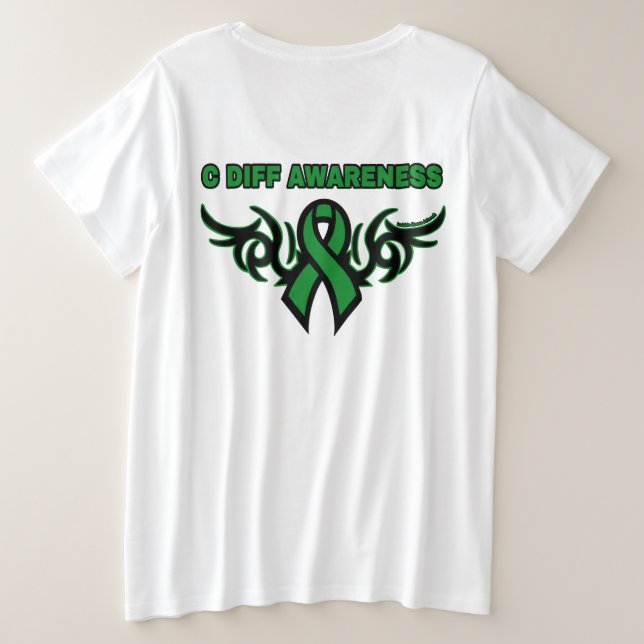 Tribal Ribbon...C Diff Plus Size T-Shirt (Design Back)