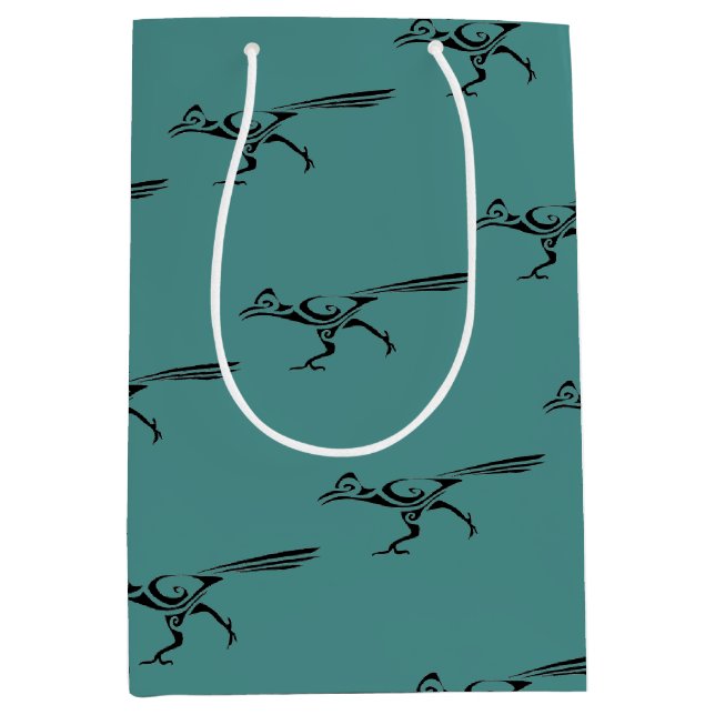Tribal Roadrunner Silhouette Medium Gift Bag (Front)