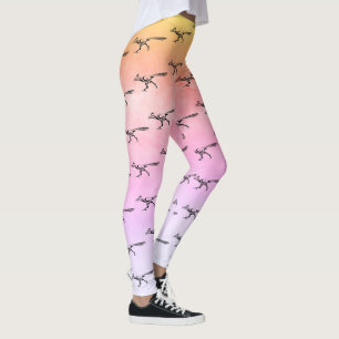 Tribal Roadrunner Silhouette Sunrise Watercolor Leggings