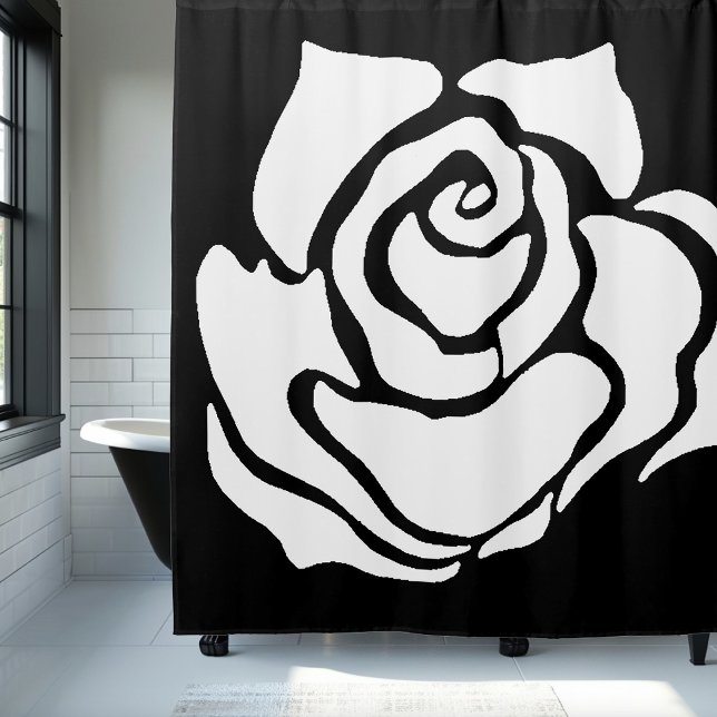 Tribal Rose Black White Shower Curtain (Creator Uploaded)