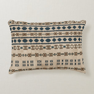 Tribal Rust Blue Mud Cloth Throw Pillow