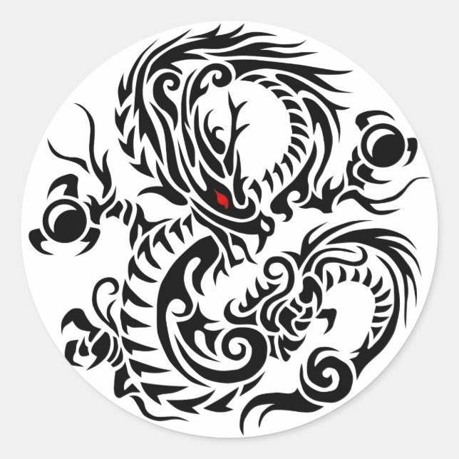 tribal ryuu 4 classic round sticker (Front)
