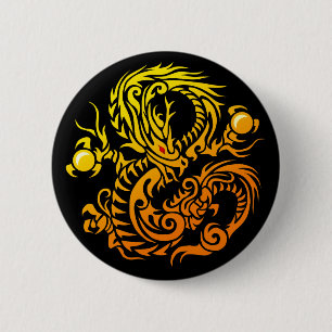tribal ryuu gold 6 cm round badge