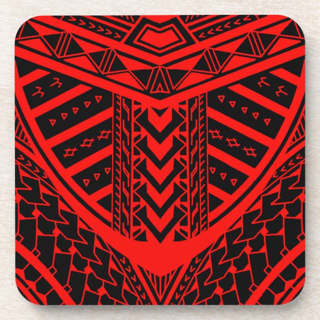 Tribal Samoan tattoo design in symmetry Coaster (Front)