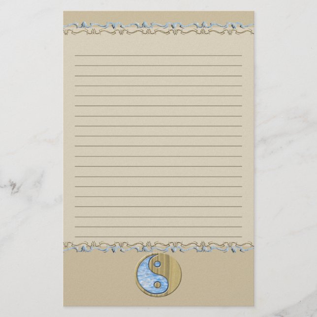 Tribal Sand & Water Yin Yang Lined Stationery (Front)