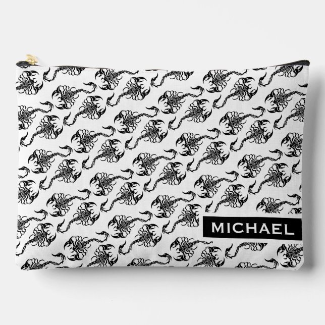 Tribal Scorpion Pattern Modern Personalised Accessory Pouch (Front)