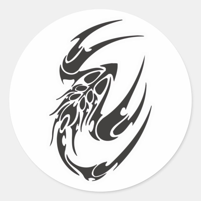 Tribal Scorpion Tattoo Design Classic Round Sticker (Front)