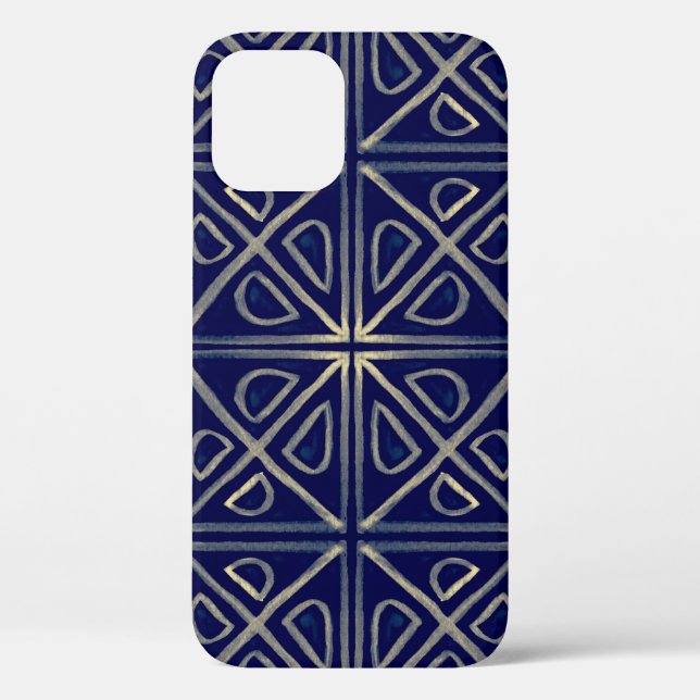 Tribal Seamless Blue Geometric Pattern. Striped Ha Case-Mate iPhone Case (Back)