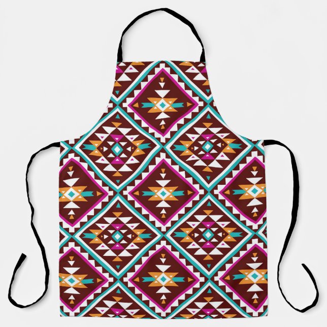 Tribal seamless colourful geometric pattern apron (Front)