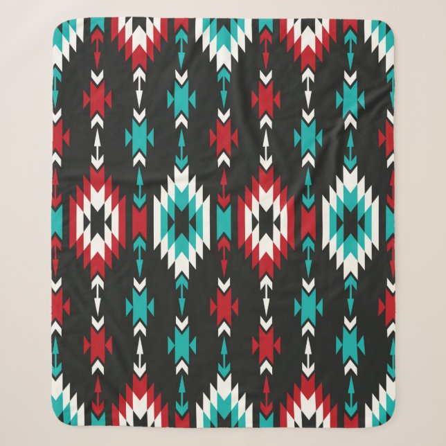 Tribal seamless colourful geometric pattern. Ethni Sherpa Blanket (Front)