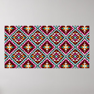 Tribal seamless colourful geometric pattern poster