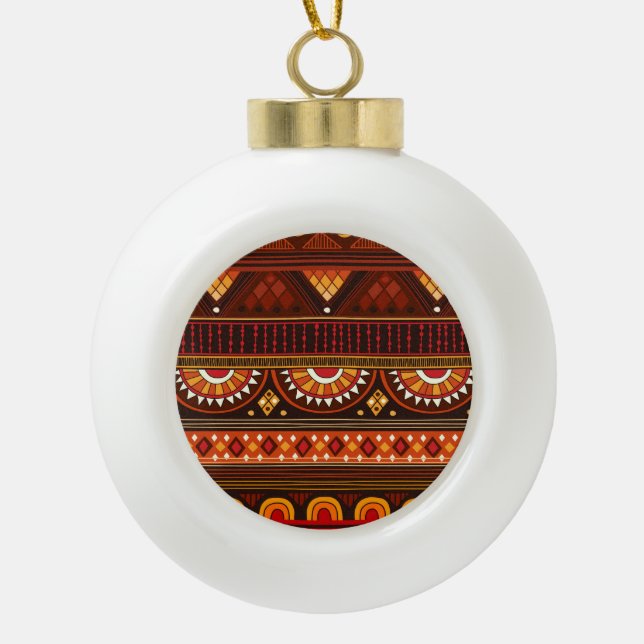 Tribal seamless design for various uses. ceramic ball christmas ornament (Front)