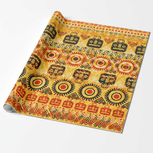 Tribal seamless pattern wrapping paper (Unrolled)