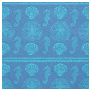 Tribal Seashells Seahorses Fabric