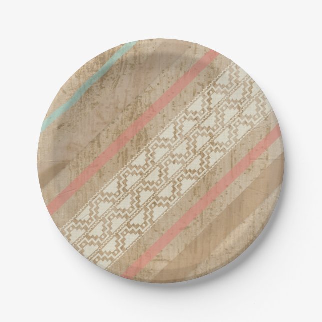 Tribal Shabby Chic Southwest Striped Paper Plate (Front)
