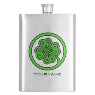 Tribal Shamrock custom flask