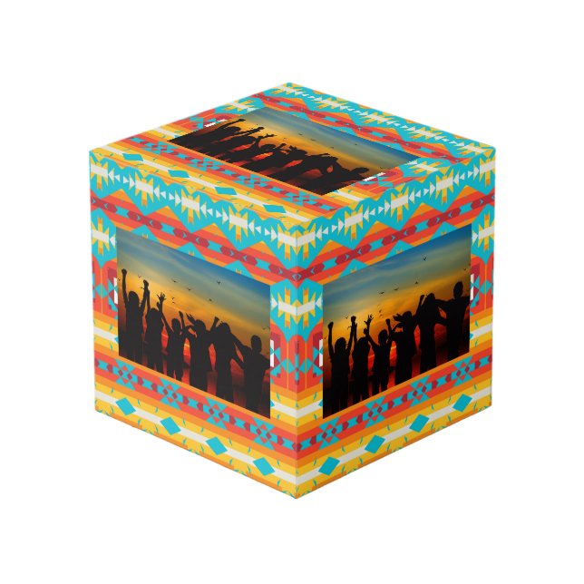 Tribal shapes rows cube (Front Angled)