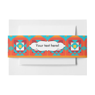 Tribal shapes rows invitation belly band