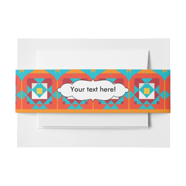 Tribal shapes rows invitation belly band (Front Example)
