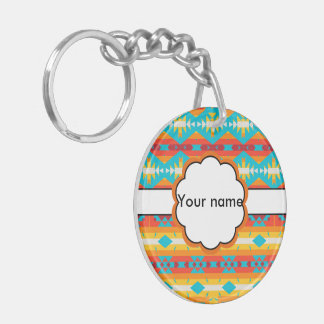 Tribal shapes rows key ring