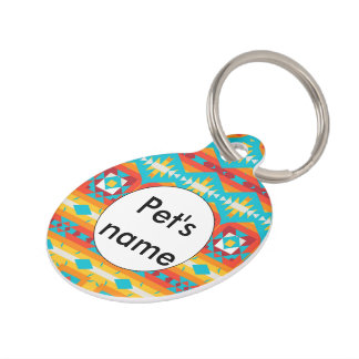 Tribal shapes rows pet tag