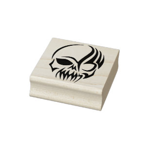 tribal skull art stamp