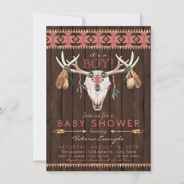 Tribal Skull Baby Shower Invitations (Front)