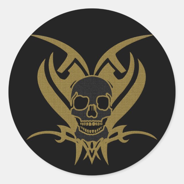 TRIBAL SKULL CLASSIC ROUND STICKER (Front)