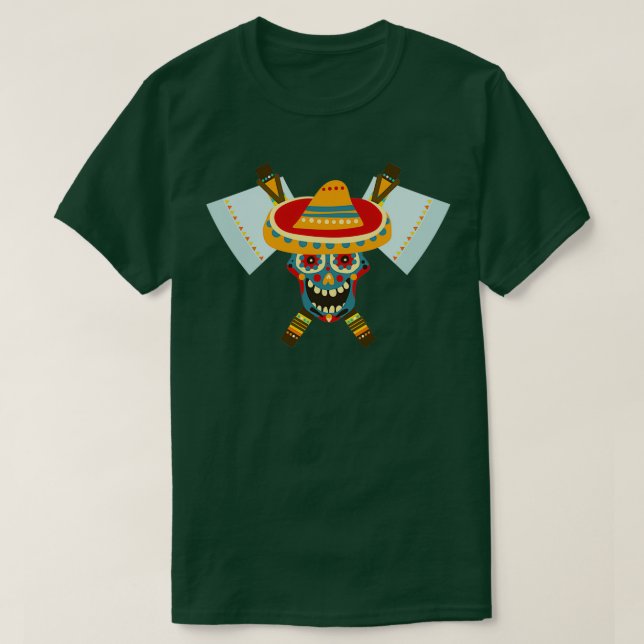 Tribal Skull Dual Axe 7 T-Shirt (Design Front)