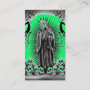Tribal Skull Green Grim Reaper Business Card