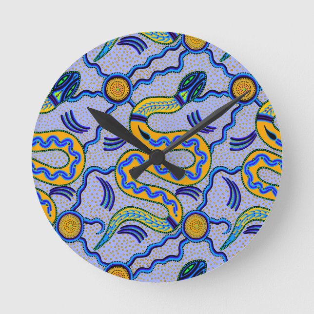 Tribal Snake Round Clock (Front)