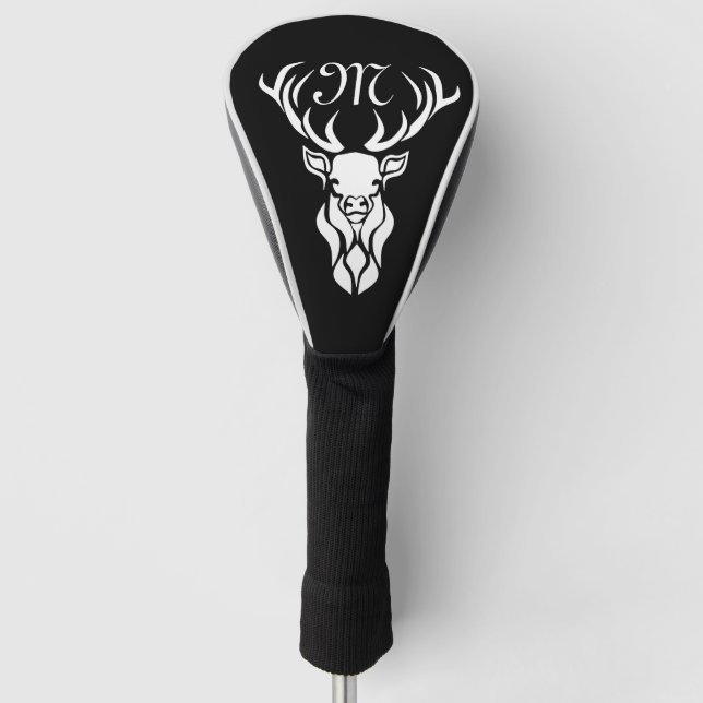 Tribal Snow Stag White Silhouette Golf Head Cover (Front)