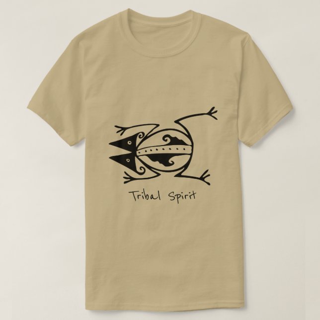 Tribal Spirit slogan Tribal frog animal art T-Shirt (Design Front)