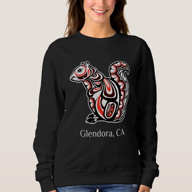 Tribal Squirrel Glendora CA PNW Native American Sweatshirt (Front)