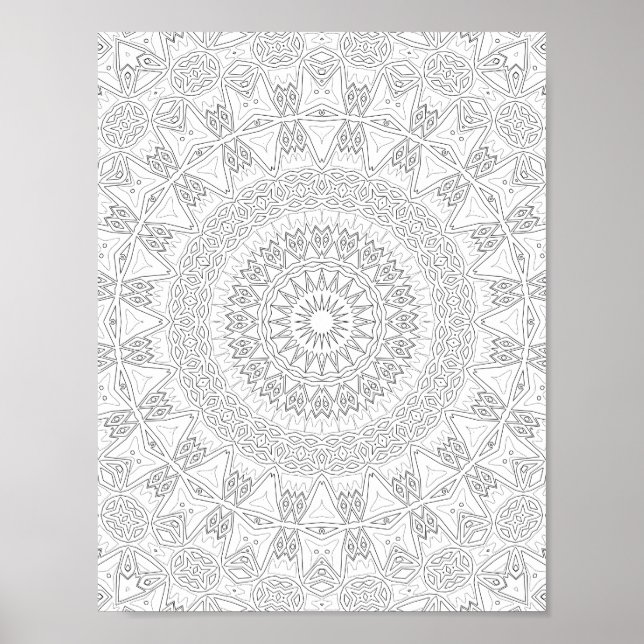 Tribal Starburst Coloring Page Pattern Artwork Poster (Front)