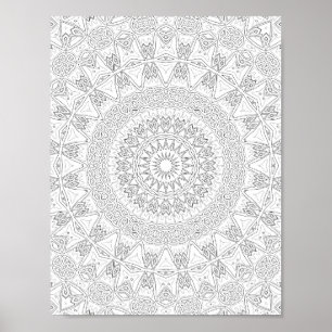 Tribal Starburst Colouring Page Pattern Artwork Poster