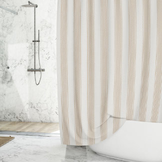 Tribal Stripe Earthy Neutral Tan Beige Farmhouse Shower Curtain