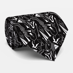 Tribal striped ethnis abstract black white pattern tie