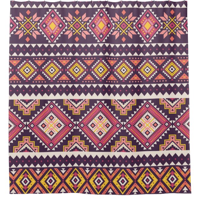 Tribal striped, geometric seamless pattern. shower curtain (Front)