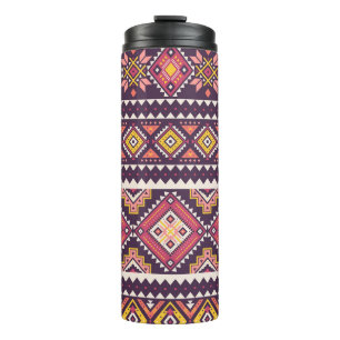 Tribal striped, geometric seamless pattern. thermal tumbler