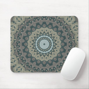 Tribal Style Brown and Green Medallions Mouse Pad