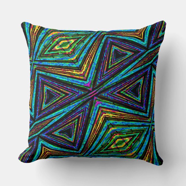 Tribal Style Colourful Geometric Pattern Cushion (Front)