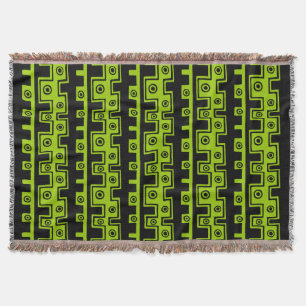 Tribal Style II - Black on Martian Green Throw Blanket