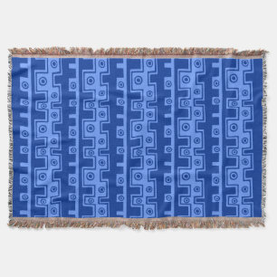 Tribal Style II - Navy Blue on Baby Blue Throw Blanket