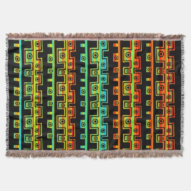 Tribal Style II - Rainbow Streaks Throw Blanket (Front)