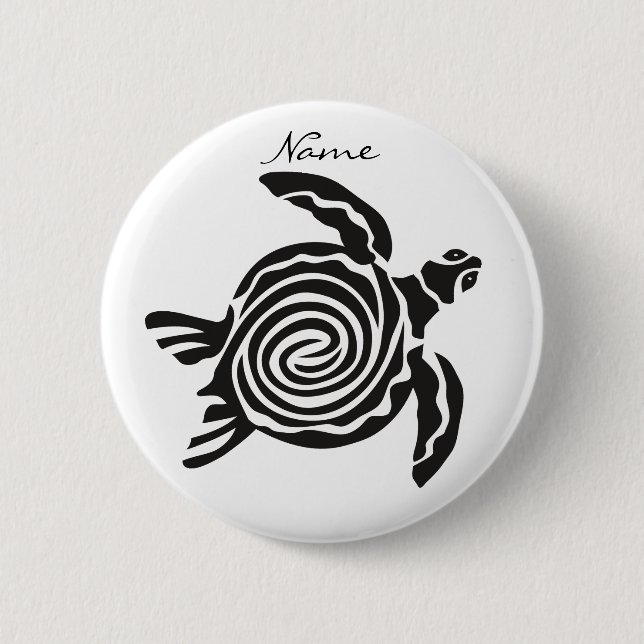 Tribal Style Turtle Thunder_Cove 6 Cm Round Badge (Front)