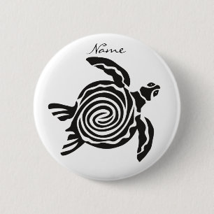 Tribal Style Turtle Thunder_Cove 6 Cm Round Badge