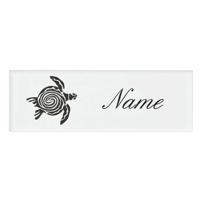 Tribal Style Turtle Thunder_Cove Name Tag (Front)