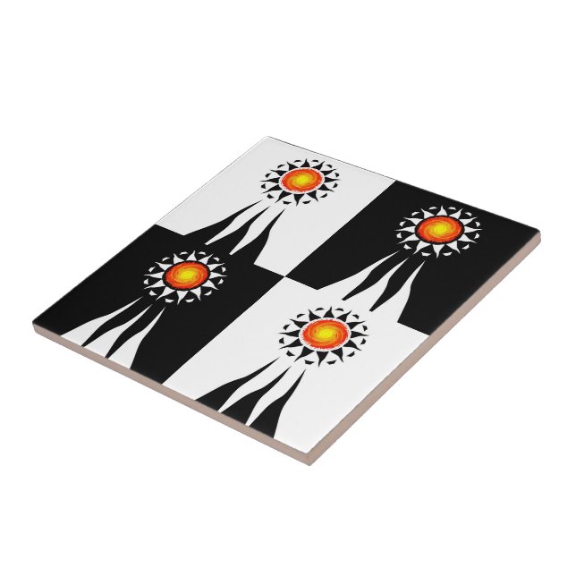 Tribal Sun and Rays Chequerboard Tile (Side)