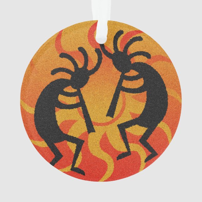 Tribal Sun Dancing Kokopelli Southwest Christmas Ornament (Back)